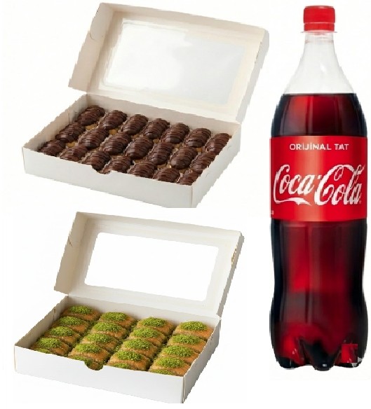 1 kg Fıstıklı Baklava + 1 kg Ekler + 1 Litre Kola Menüsü pasta
