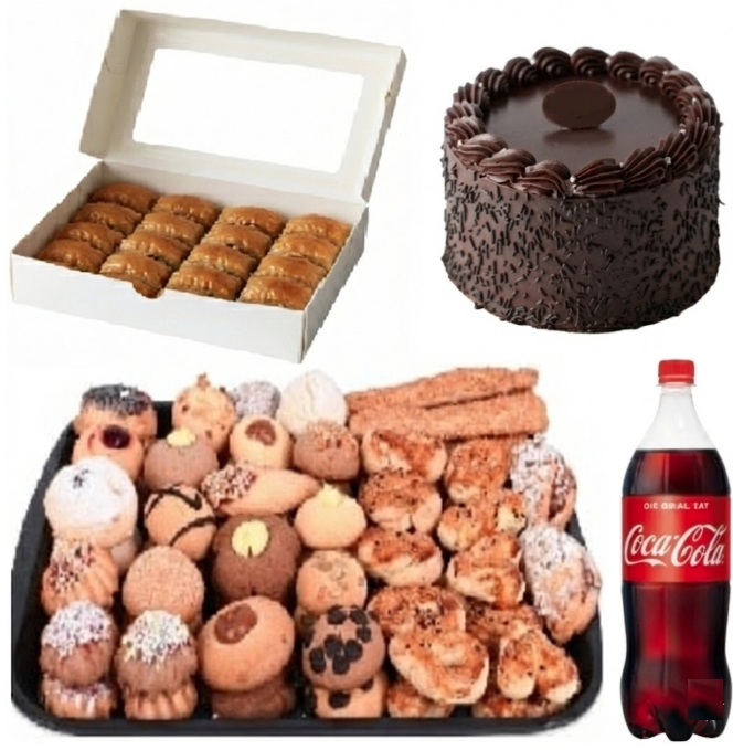 4-6 Kişilik Çikolatalı Yaş Pasta + Kuru Pasta + Cevizli Baklava Menü pasta